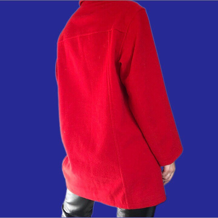 Vintage bright red wool blend oversized coat UK S - Free UK shipping