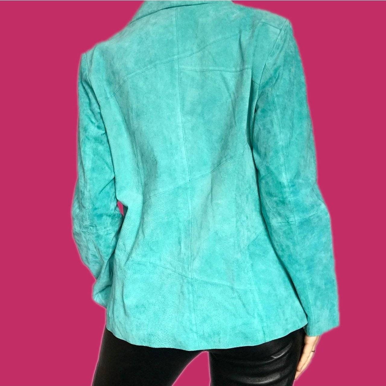 Vintage turquoise 100% real suede leather jacket UK L