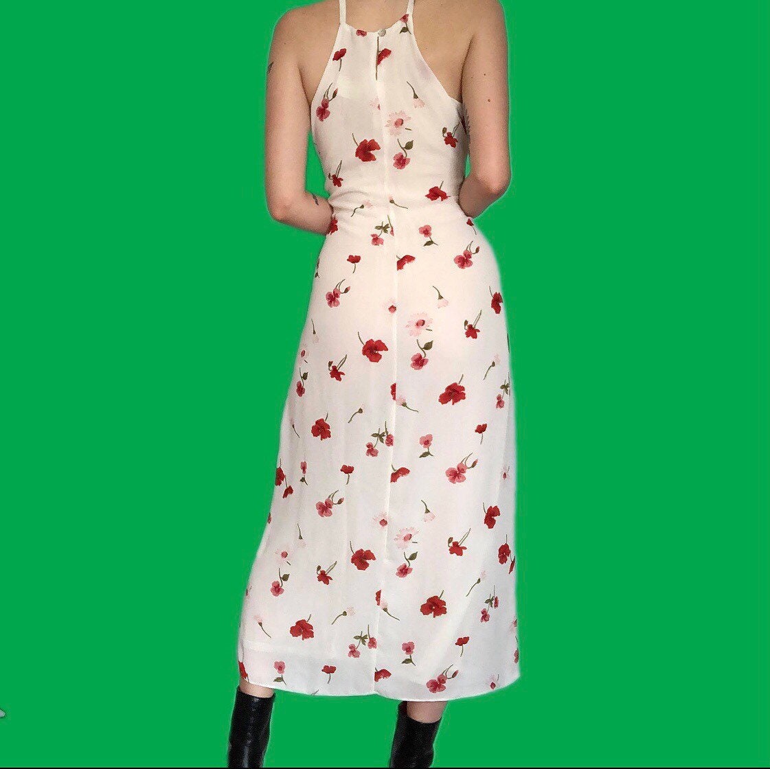 Stunning vintage white floral maxi dress UK 14