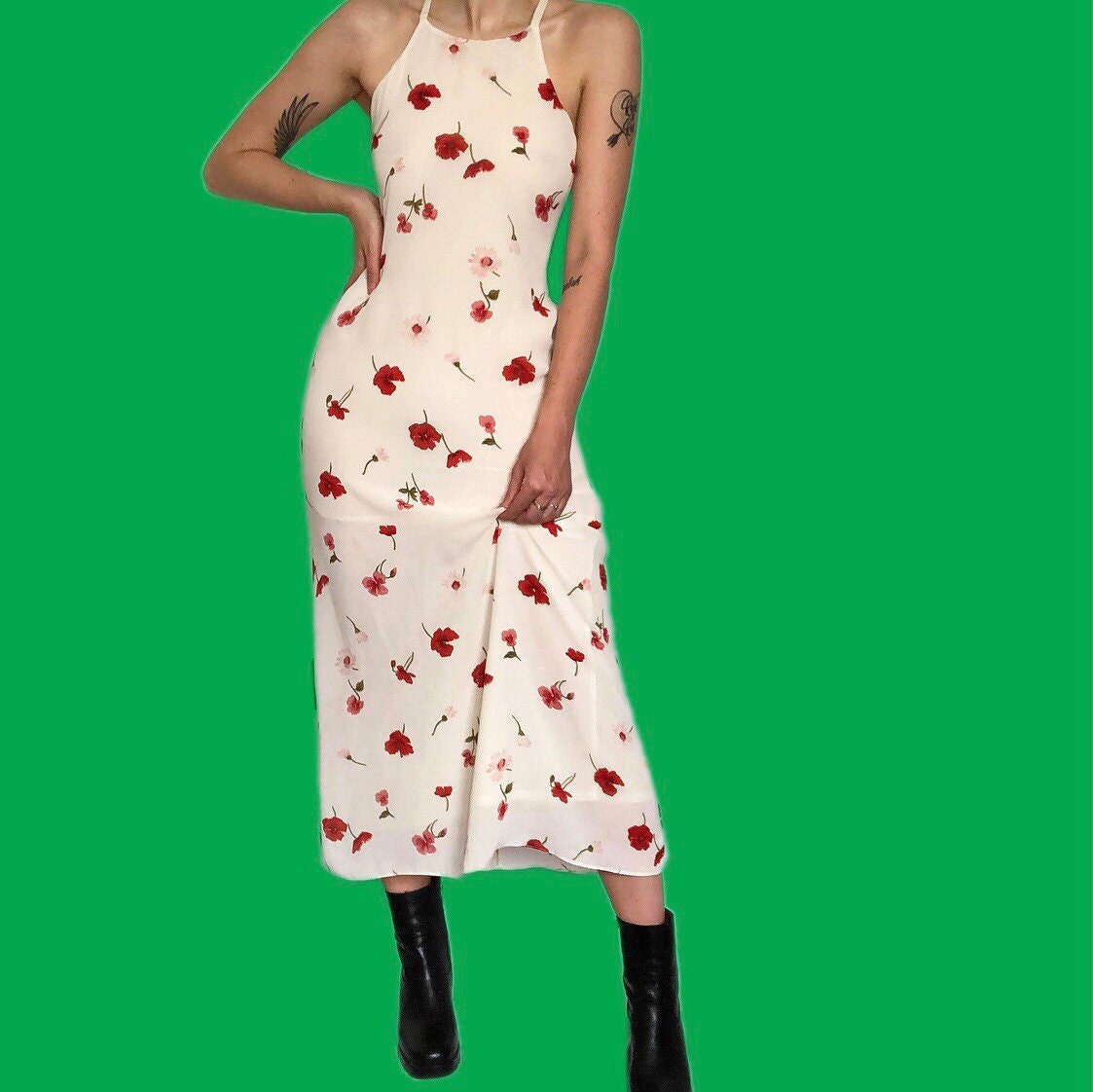 Stunning vintage white floral maxi dress UK 14