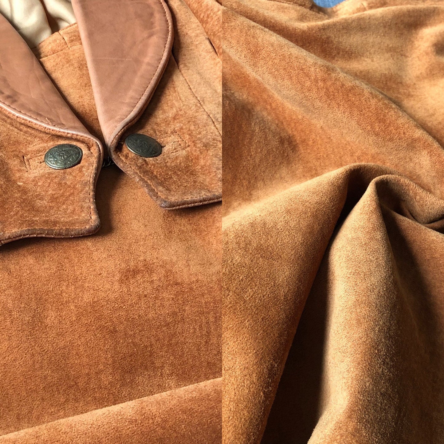 Stunning one of a kind vintage real suede 2 piece jacket/skirt suit set UK 8