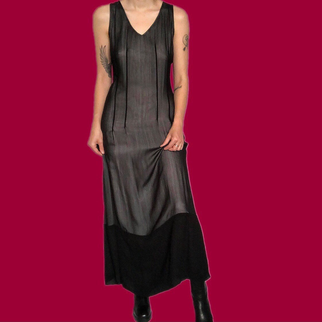 Stunning gothic vintage black 2 piece dress/jacket suit set UK 10