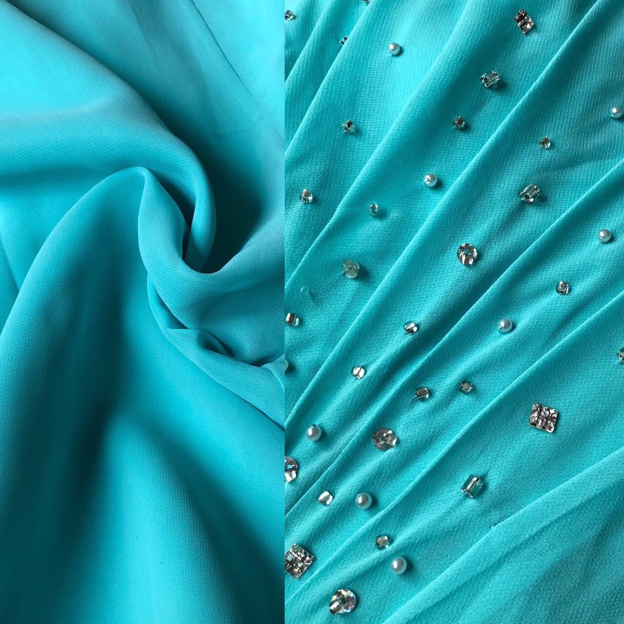 Beautiful vintage blue a-line chiffon evening prom dress UK 10