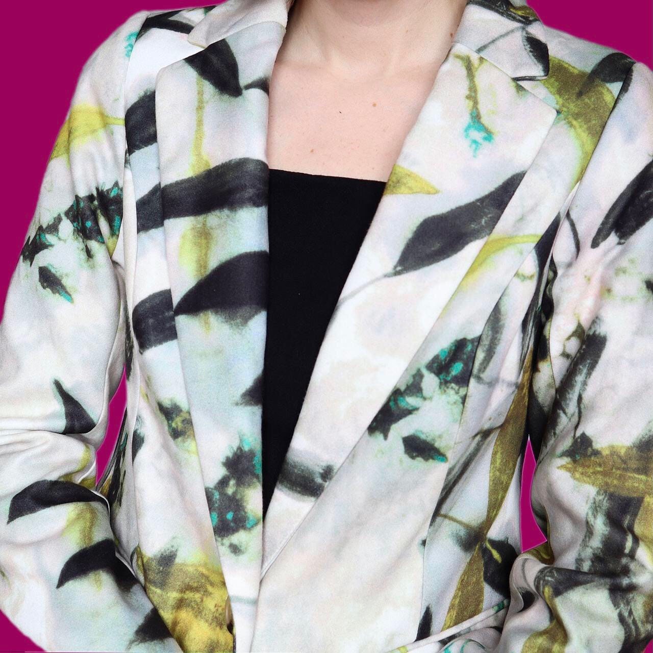 Beautiful leafy green long line coat UK 10