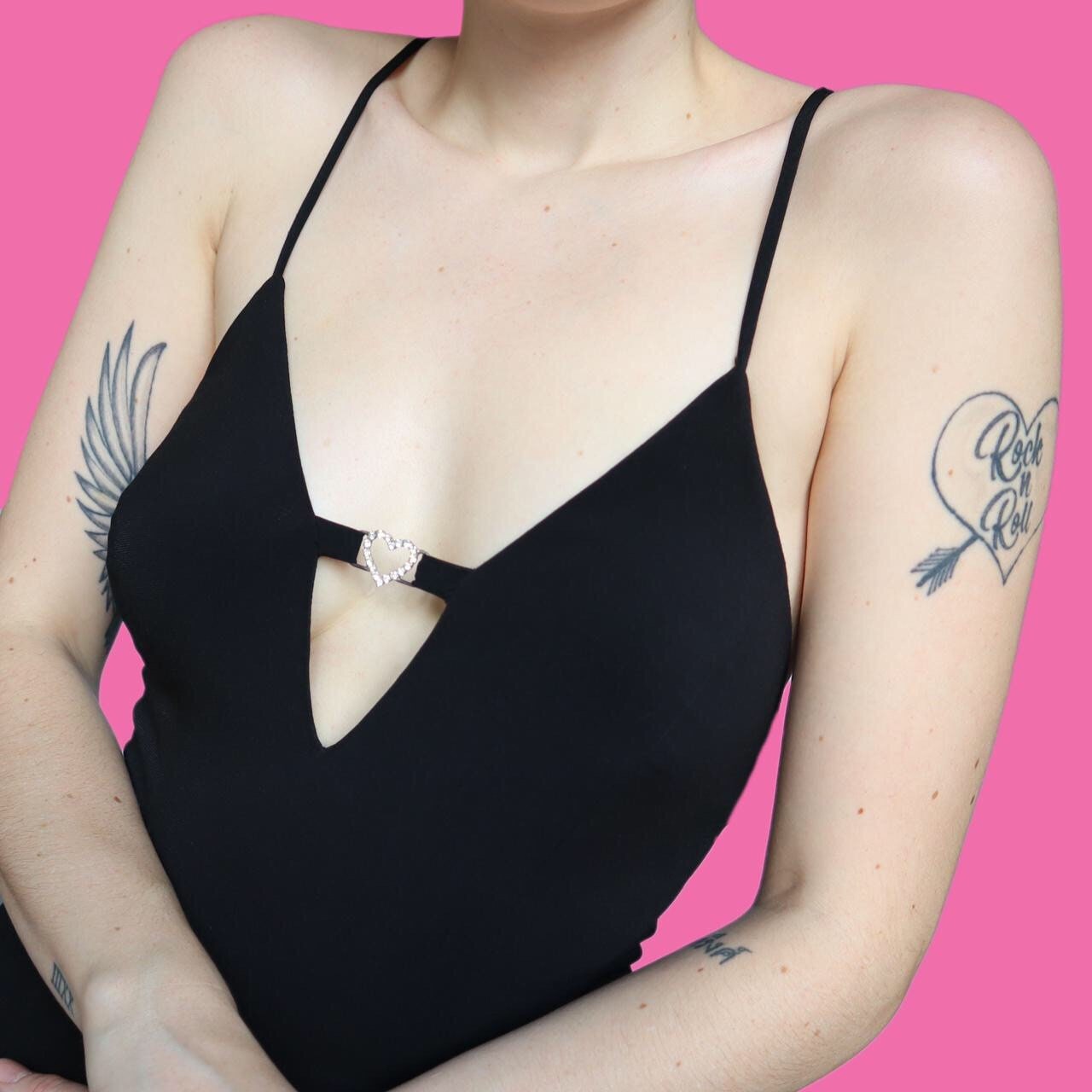 Beautiful vintage John Charles black stretch diamanté evening dress UK 12