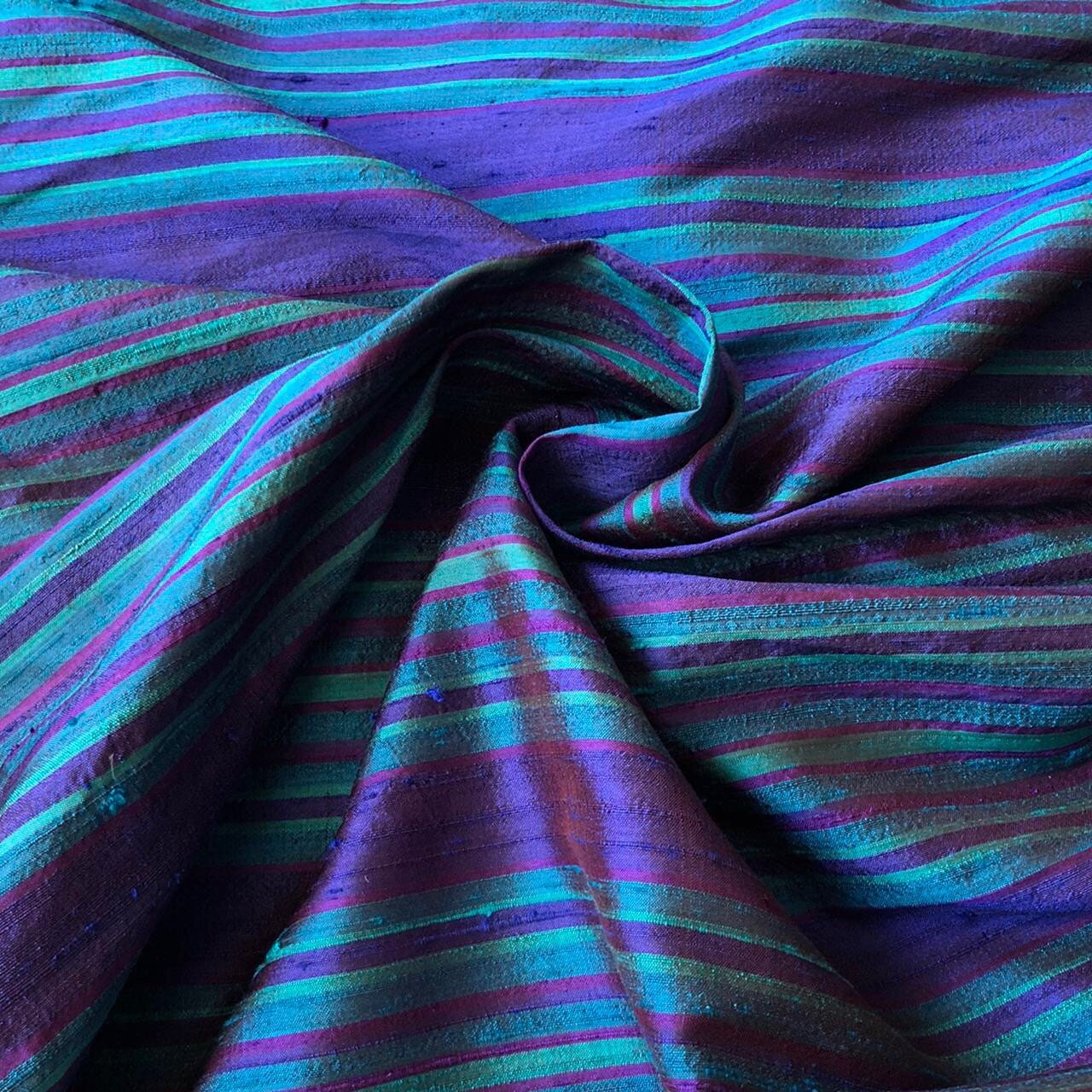 Stunning Monsoon Twilight stripe 100% pure silk midi evening dress UK 10