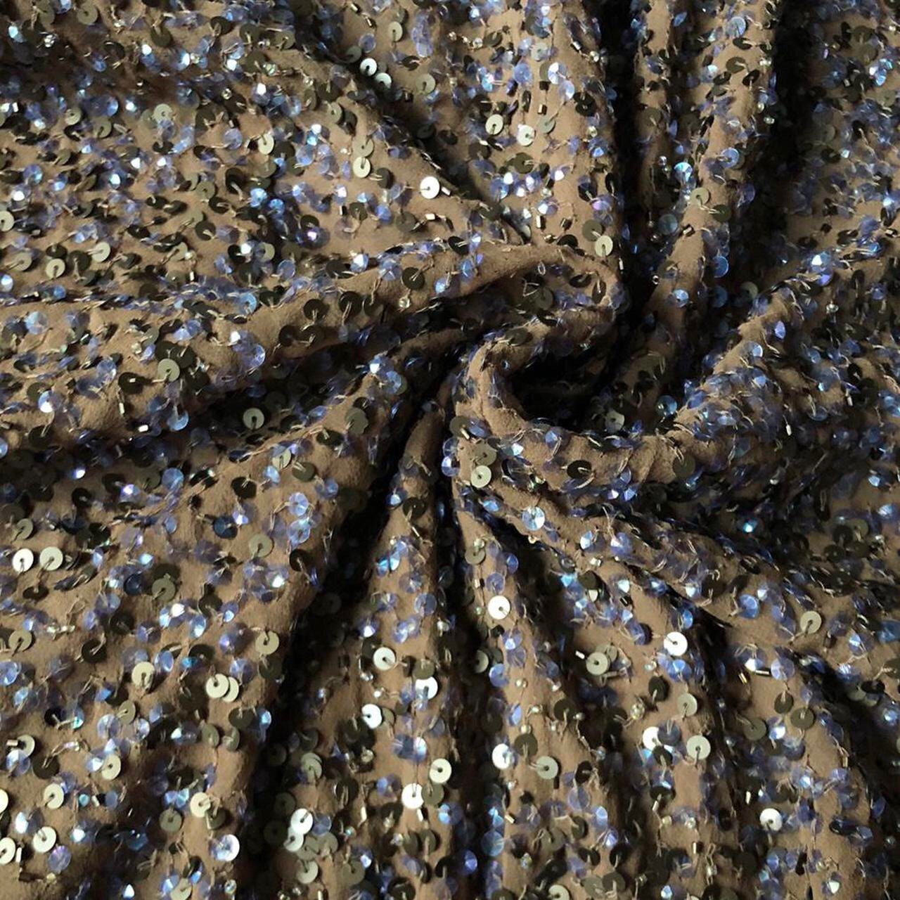 Stunning 100% silk brown sequin evening prom slip dress UK 12