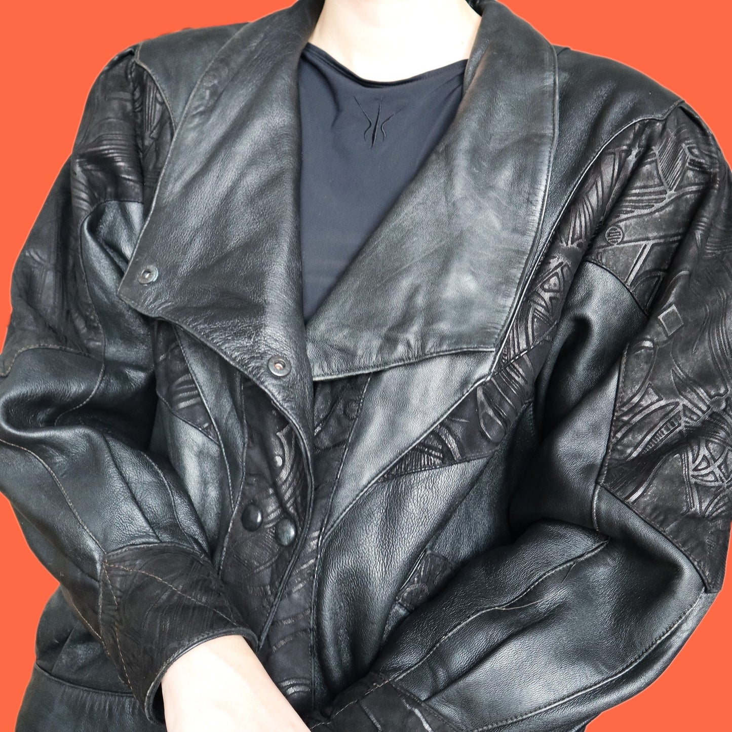 Super cool vintage real leather black jacket UK M