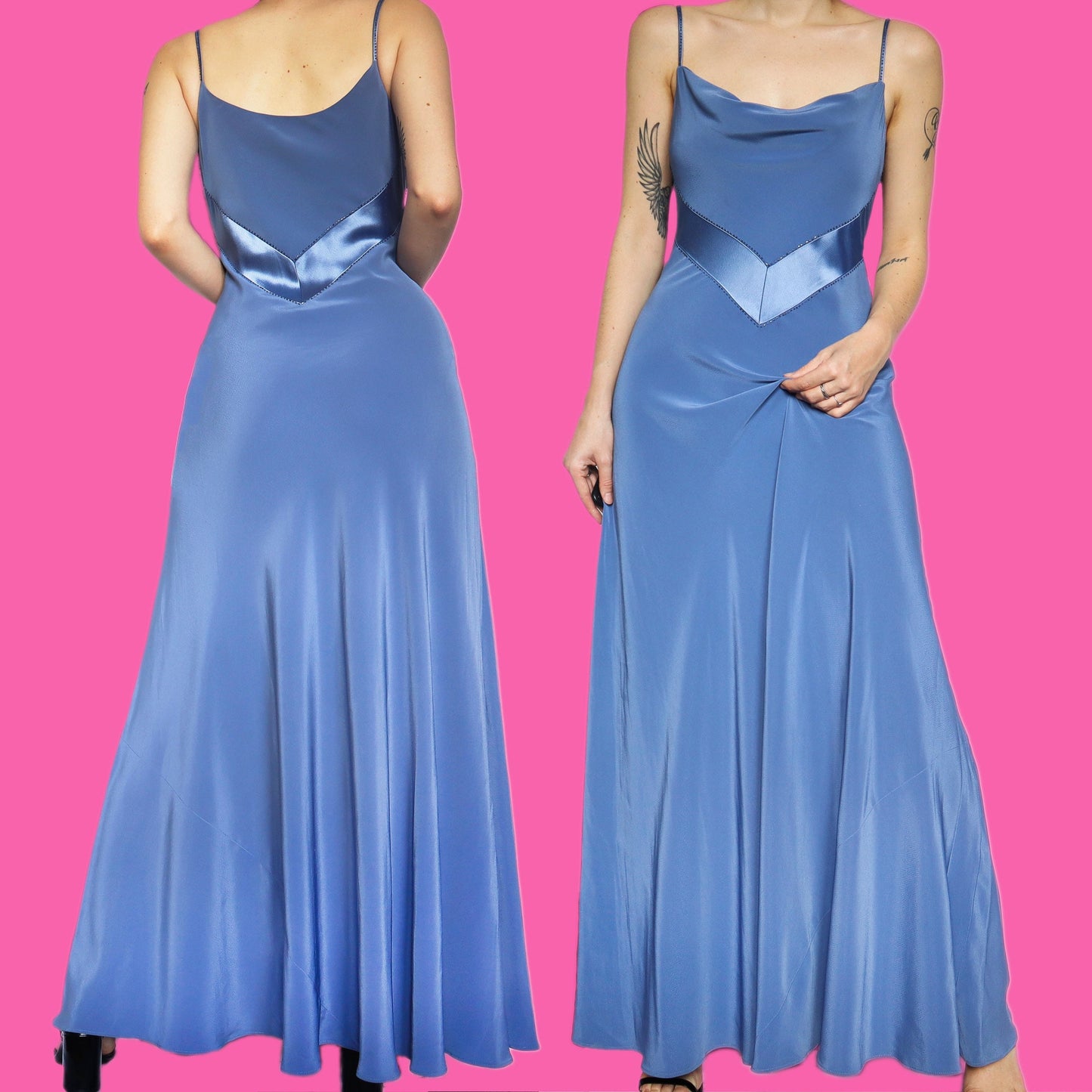 Beautiful Monsoon blue slip evening prom dress UK 12