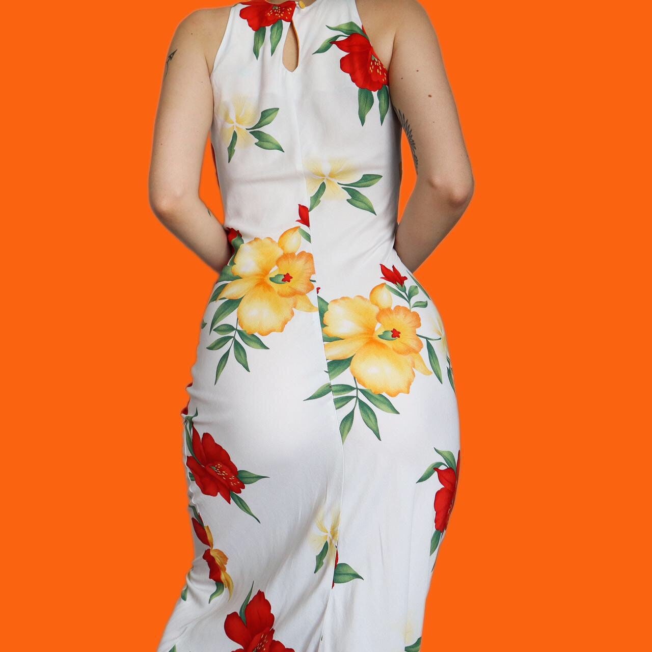 Beautiful 90s vintage white floral maxi dress UK 10