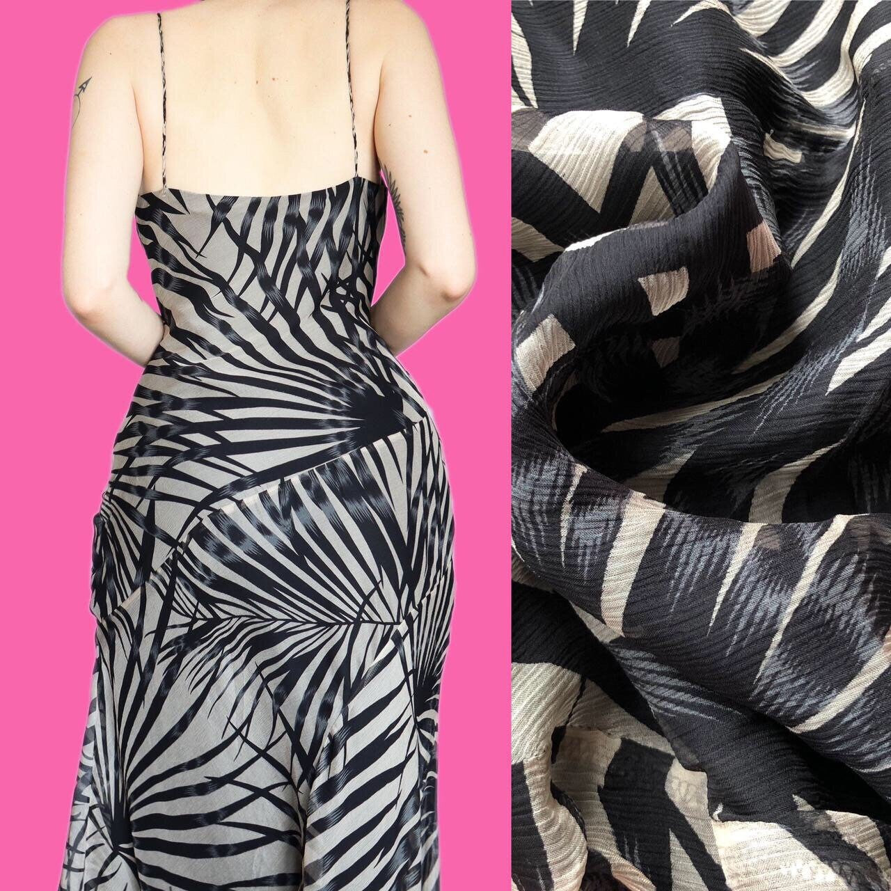 Beautiful leafy print 100% silk dress & shawl UK 10