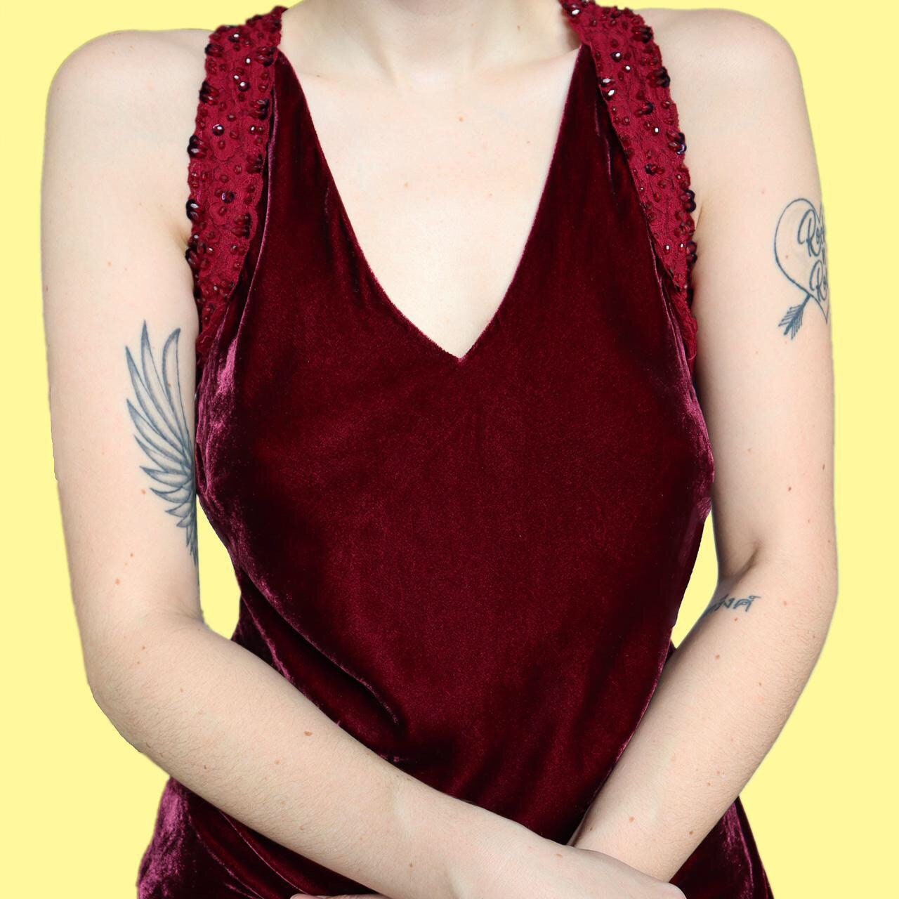 Stunning vintage Laura Ashley red velvet/chiffon evening dress UK 14