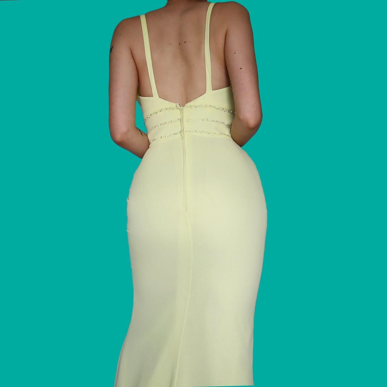 Beautiful lemon yellow chiffon evening dress UK 8