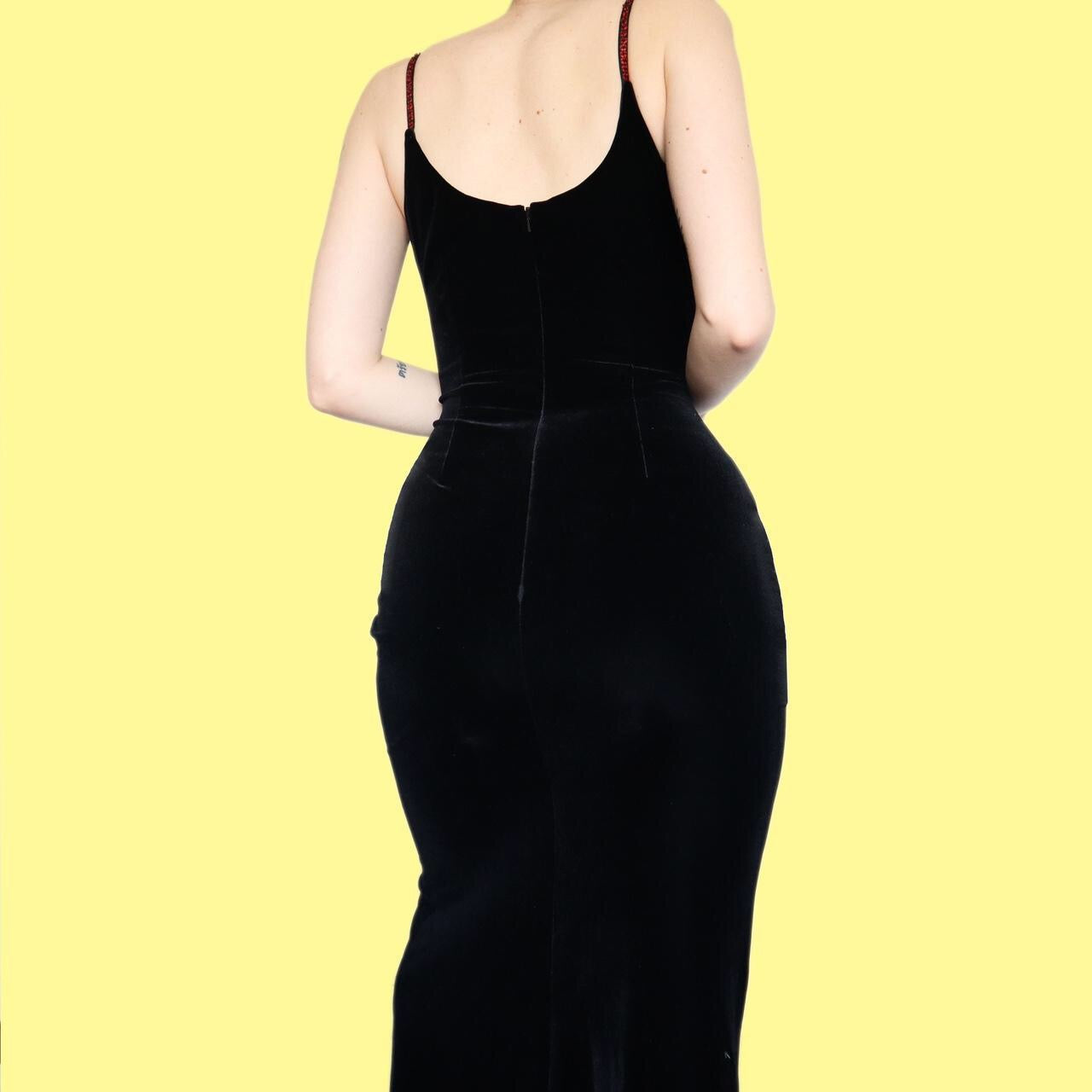 Beautiful black velvet sequin evening dress UK 10