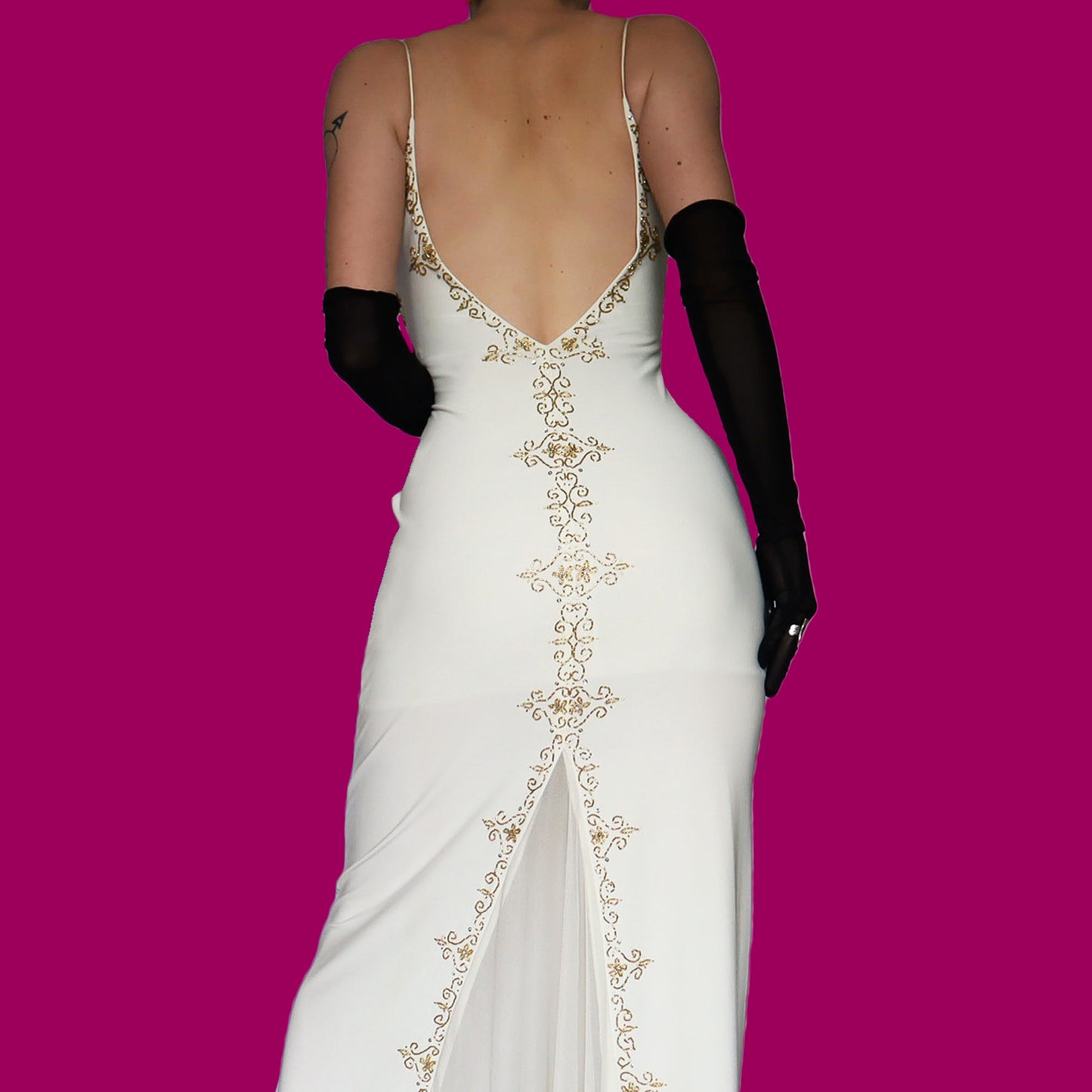 White beaded evening dress UK 8/10 & UK 14