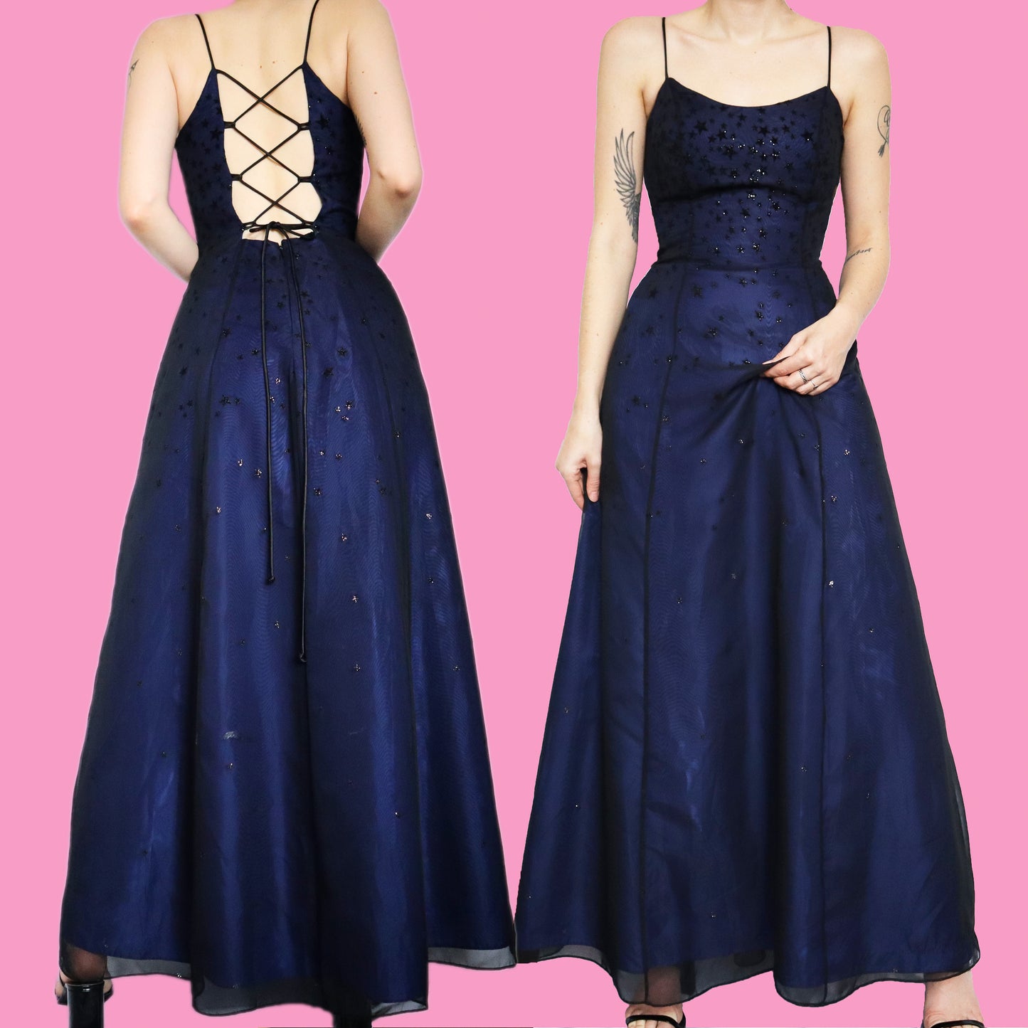 Beautiful a-line glitter star detail prom dress UK 10