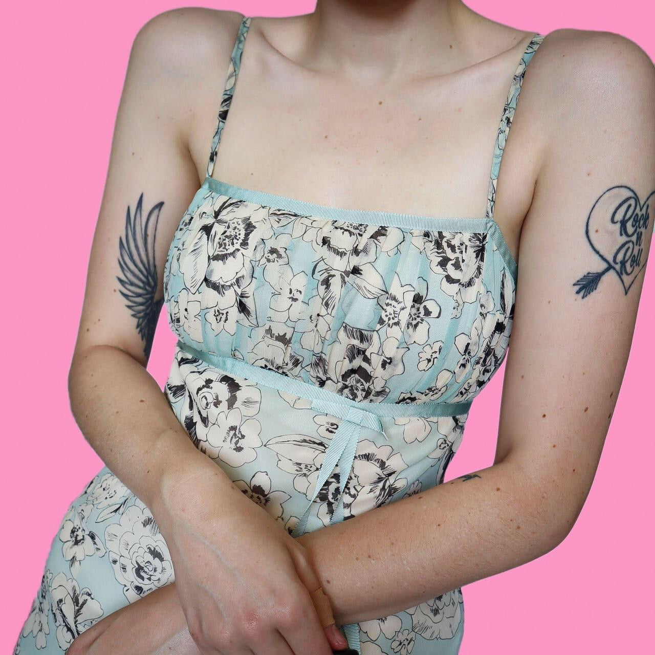 Beautiful floral 100% silk slip midi dress UK 6