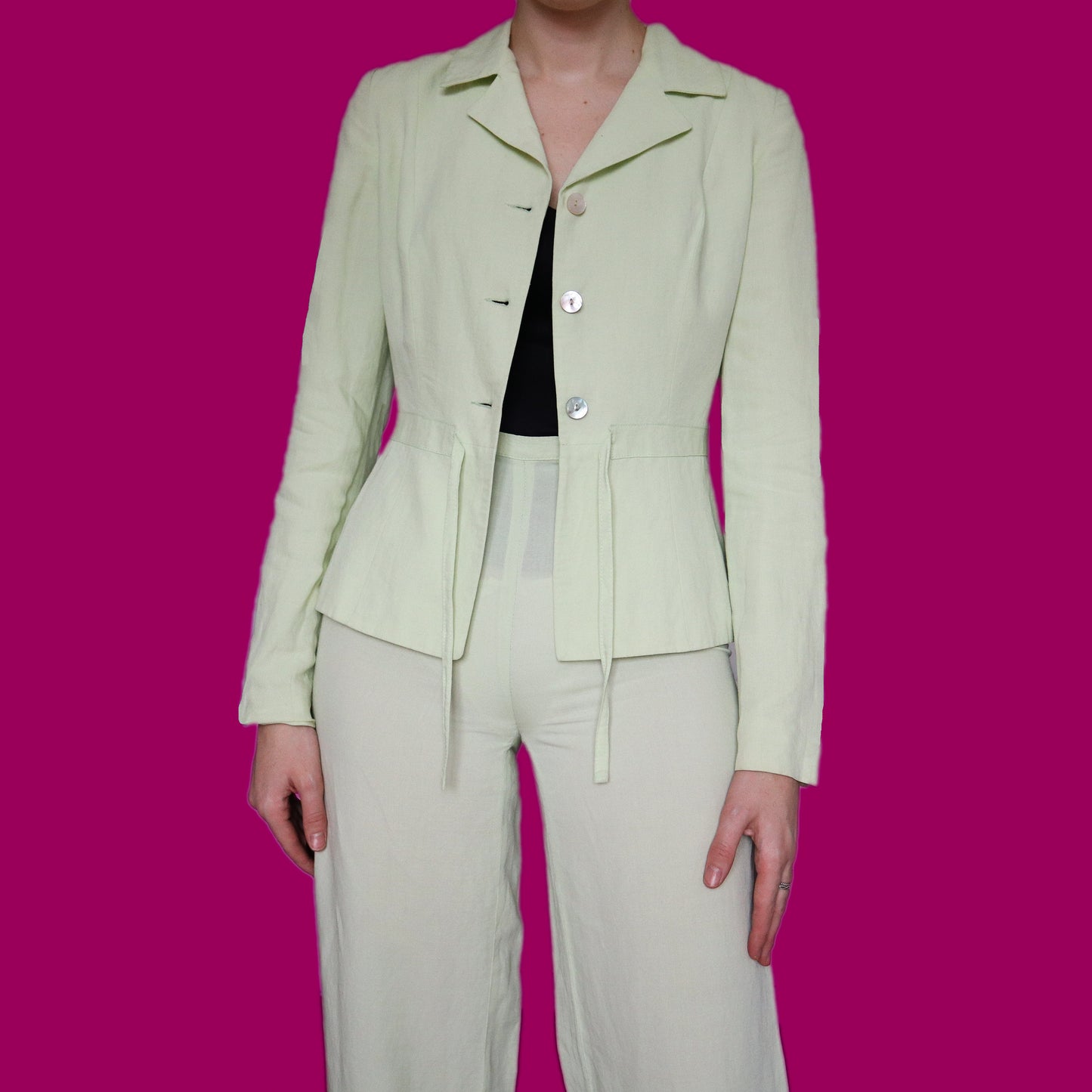 Super chic Kookai pale green 2 piece trouser suit UK 6