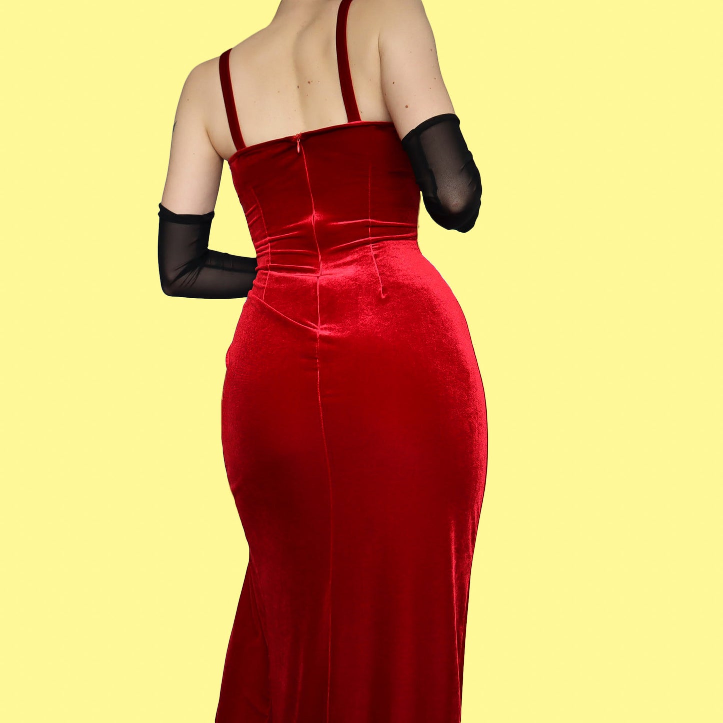 YVE red velvet diamanté dress UK 14-16