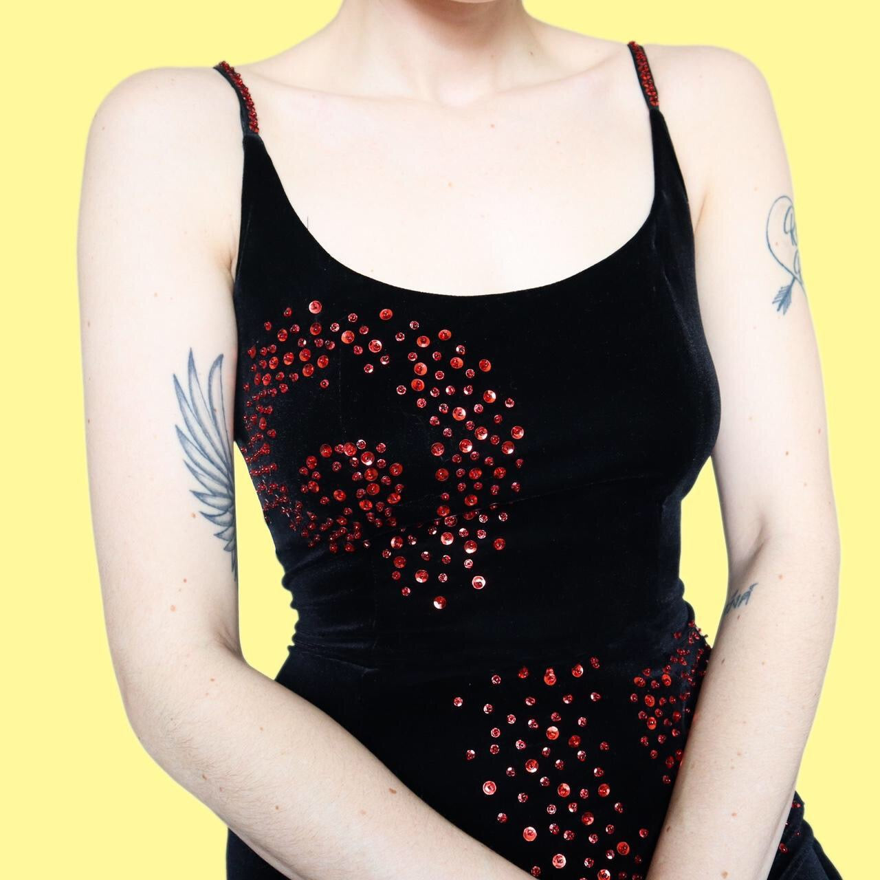 Beautiful black velvet sequin evening dress UK 10