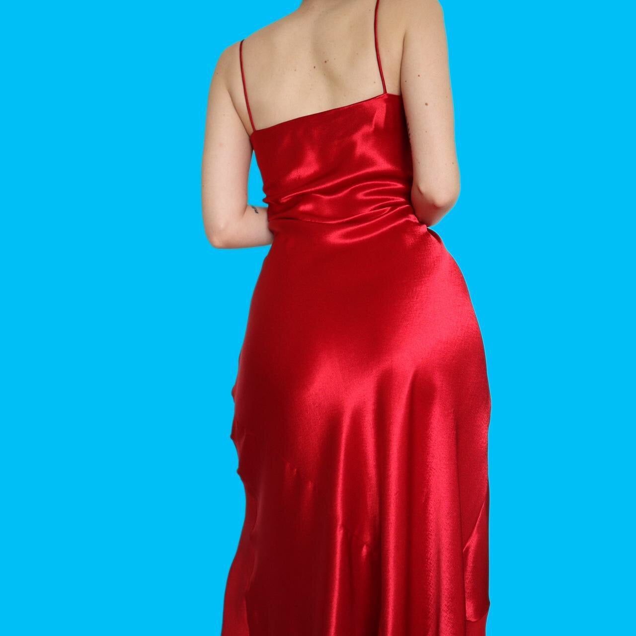 Beautiful red satin slip evening dress UK 12