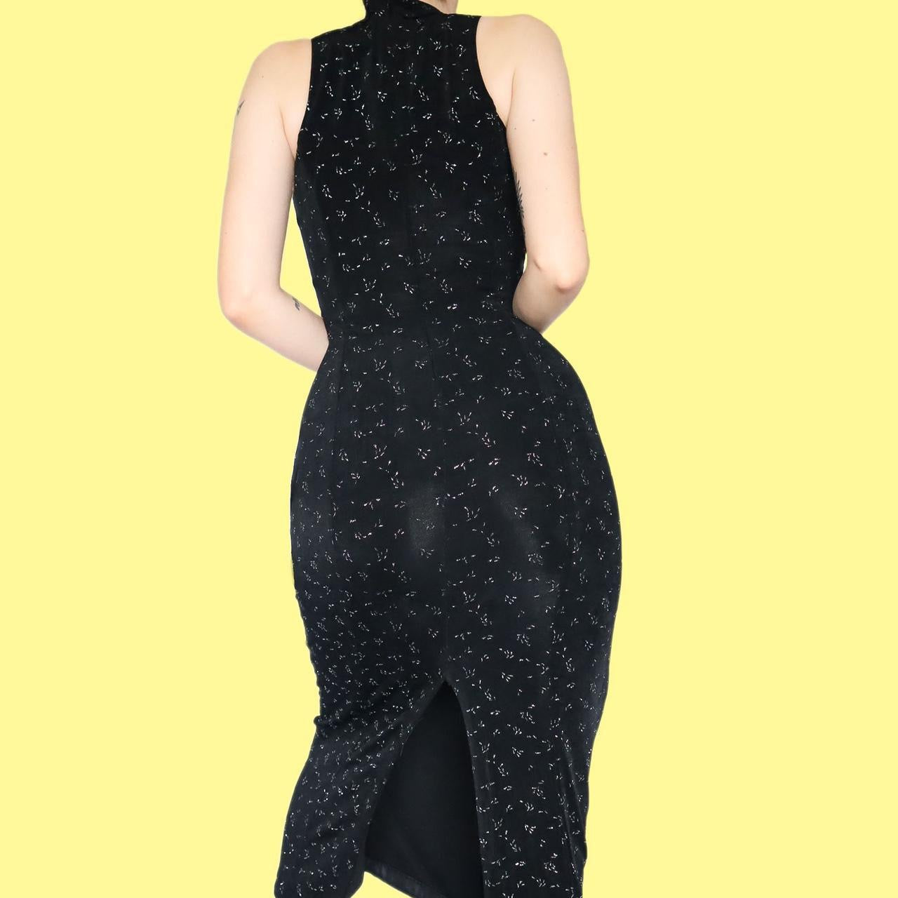 Black stretch midi evening dress UK 12