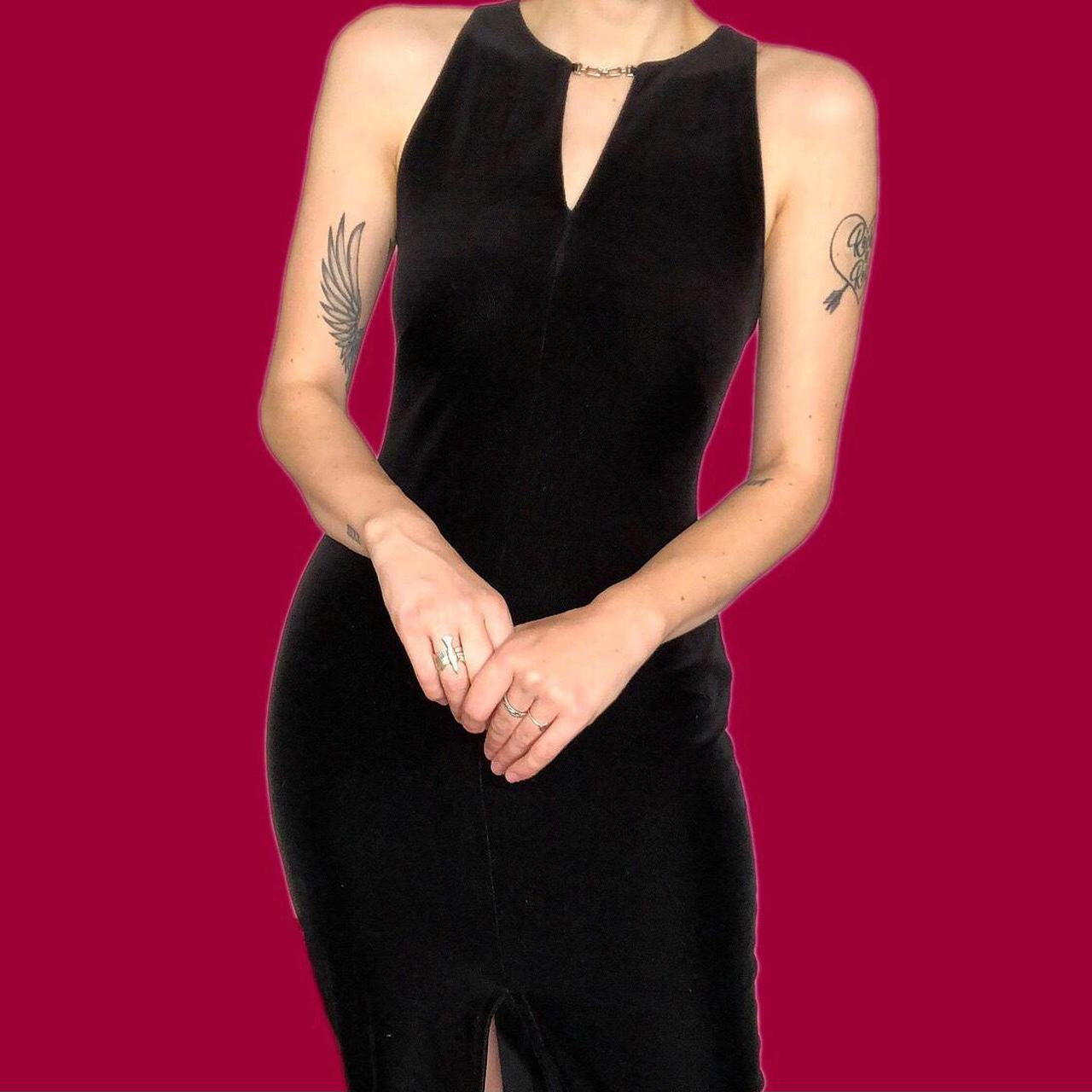 Stunning black velvet stretch evening dress UK 10