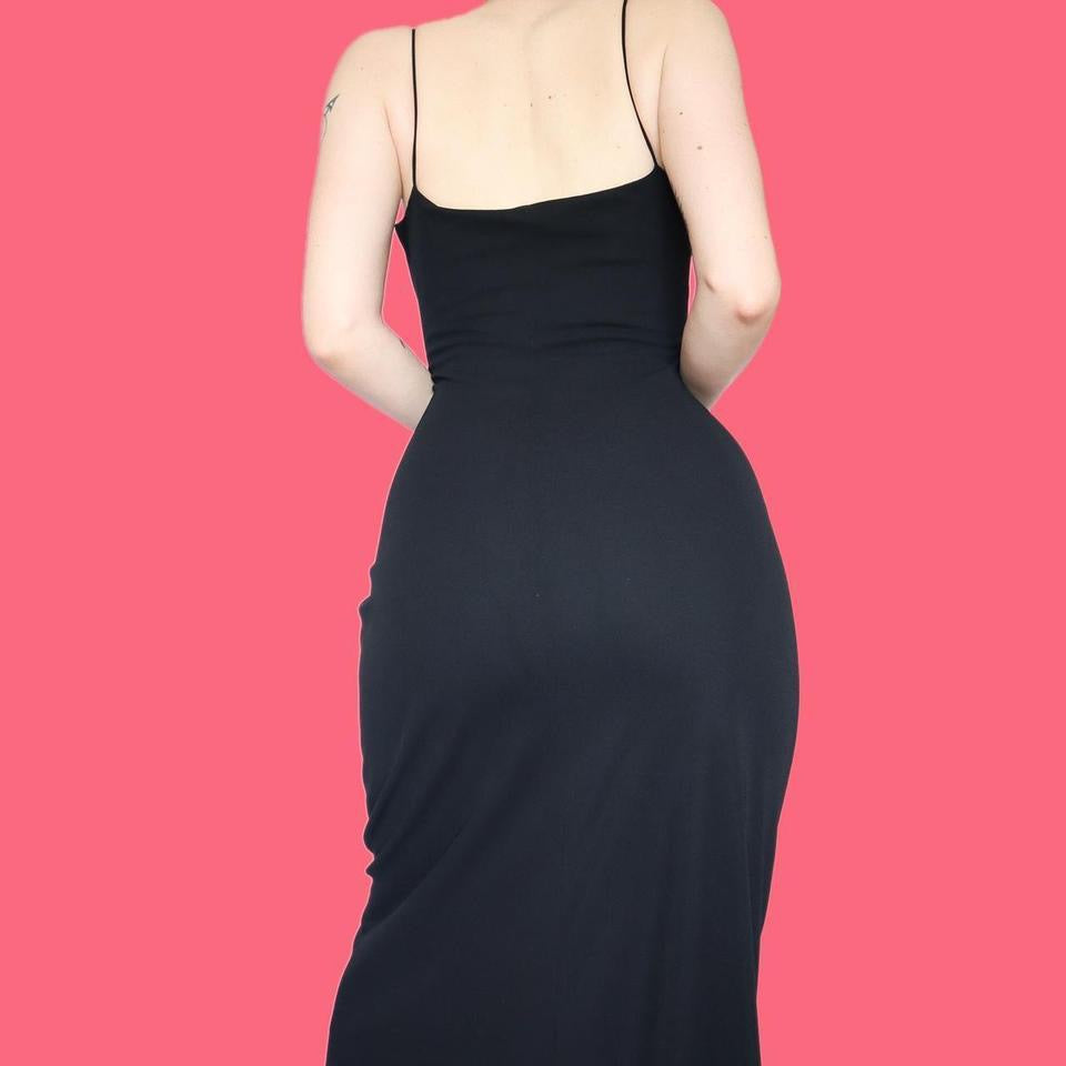 Chic black stretch slip dress UK 8