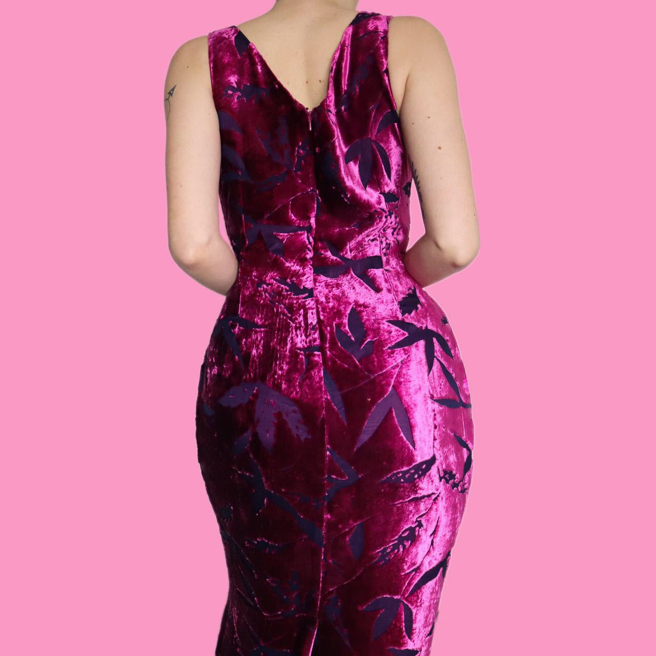 Beautiful Austin Reed pink velvet silk blend evening dress UK 12