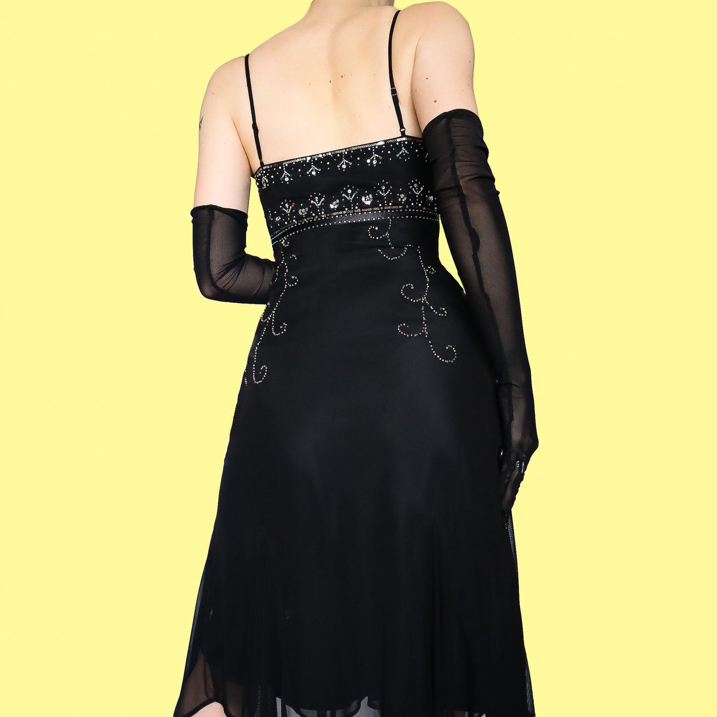 Black beaded midi dress UK 10 & UK 12