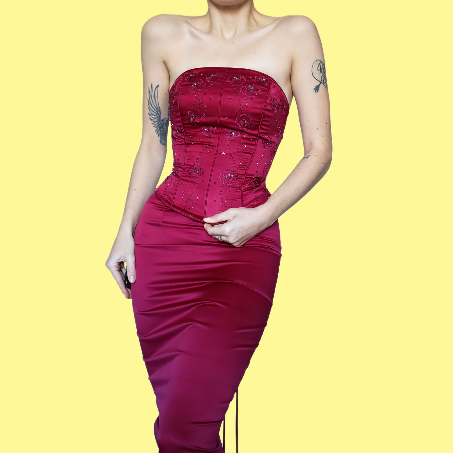 Hilary Morgan red 2 piece corset & skirt set UK 8