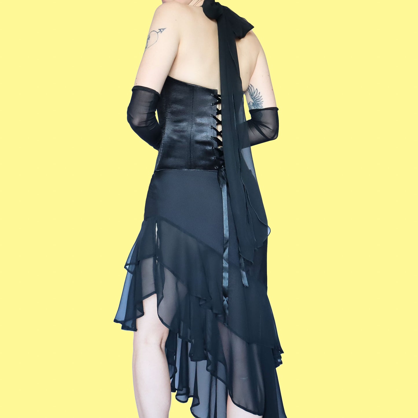 90s black corset & skirt set UK 12