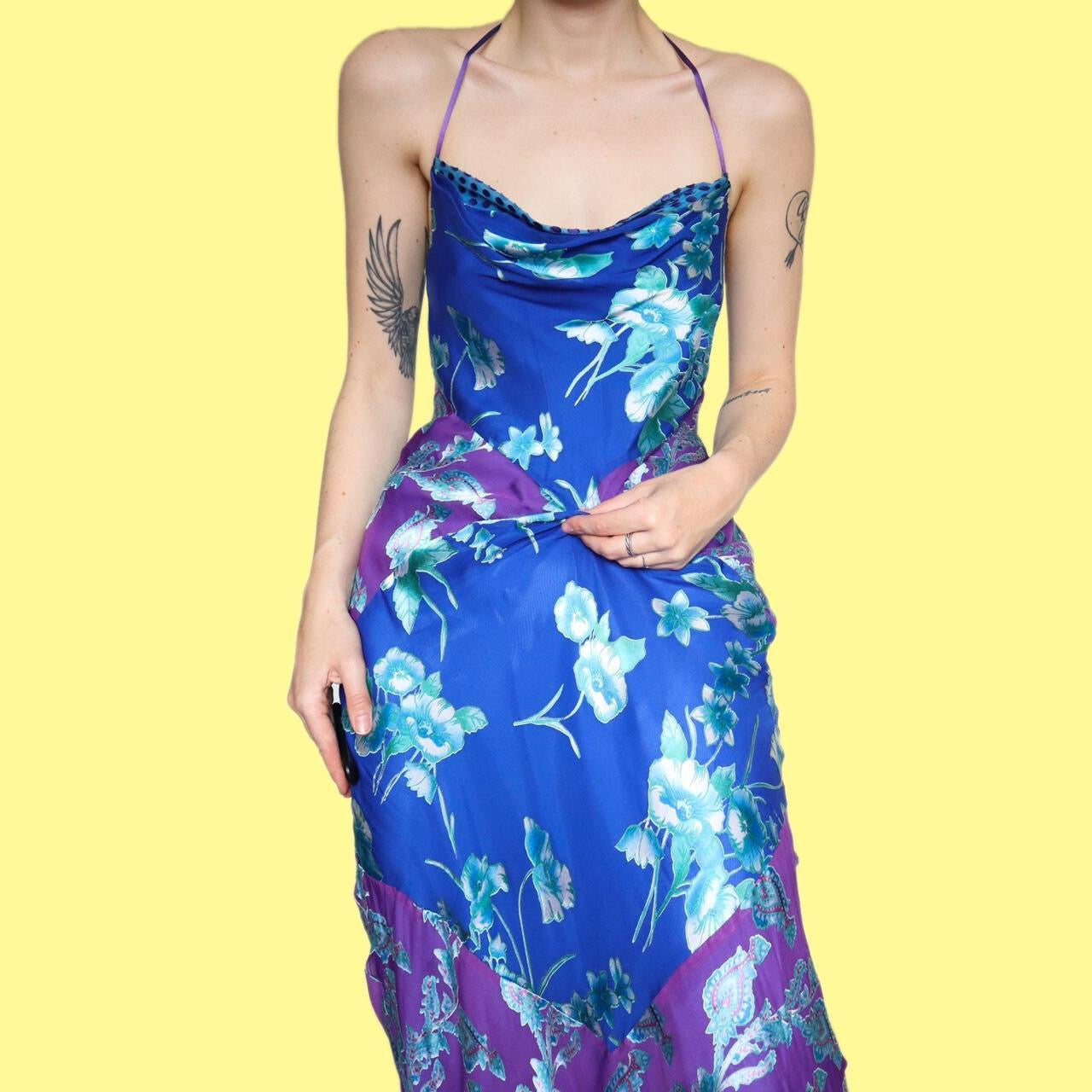 Beautiful silk blend floral slip dress UK 12