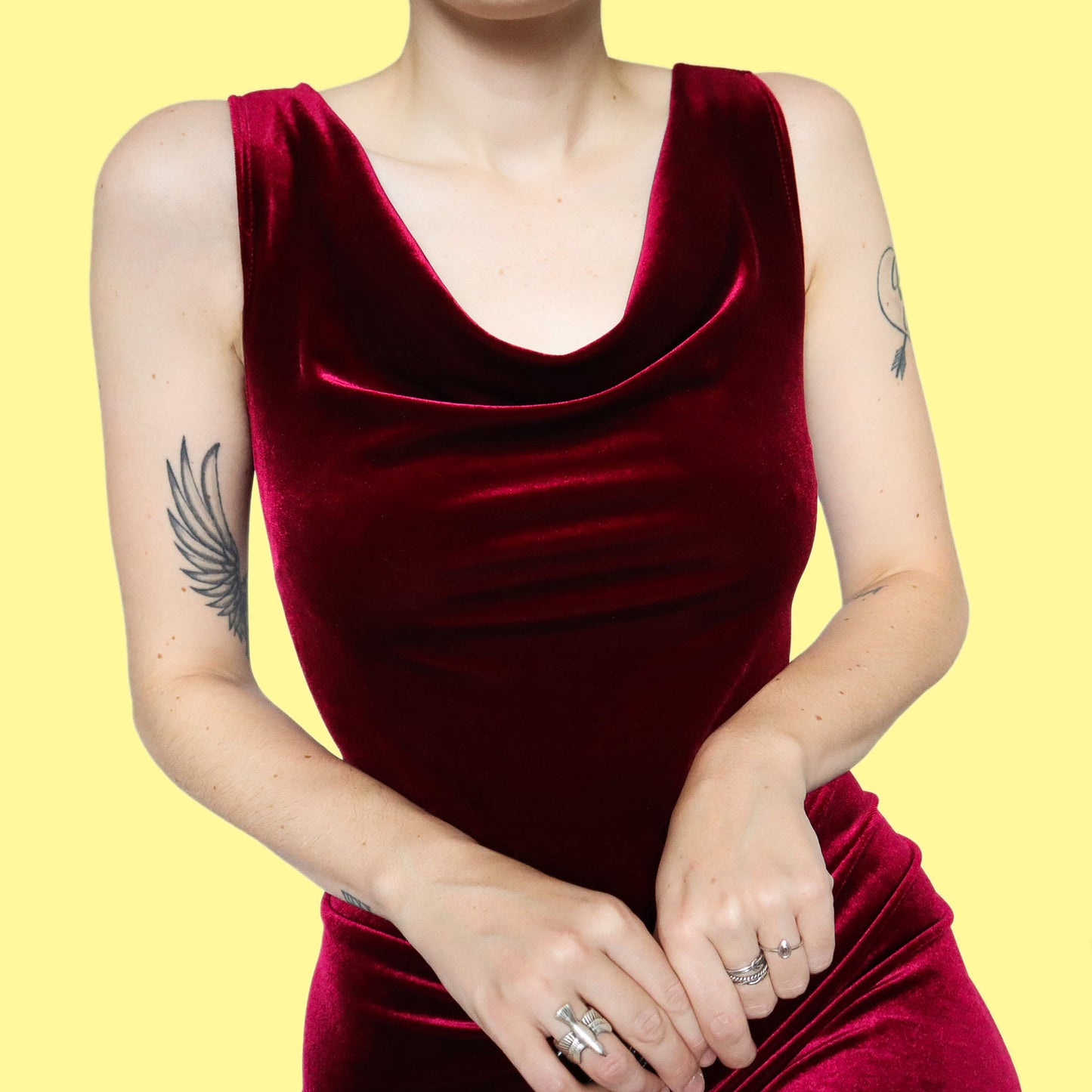 Red velvet stretch evening dress UK 14