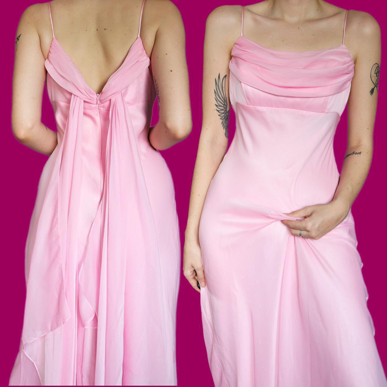 Beautiful baby pink chiffon evening dress UK 14