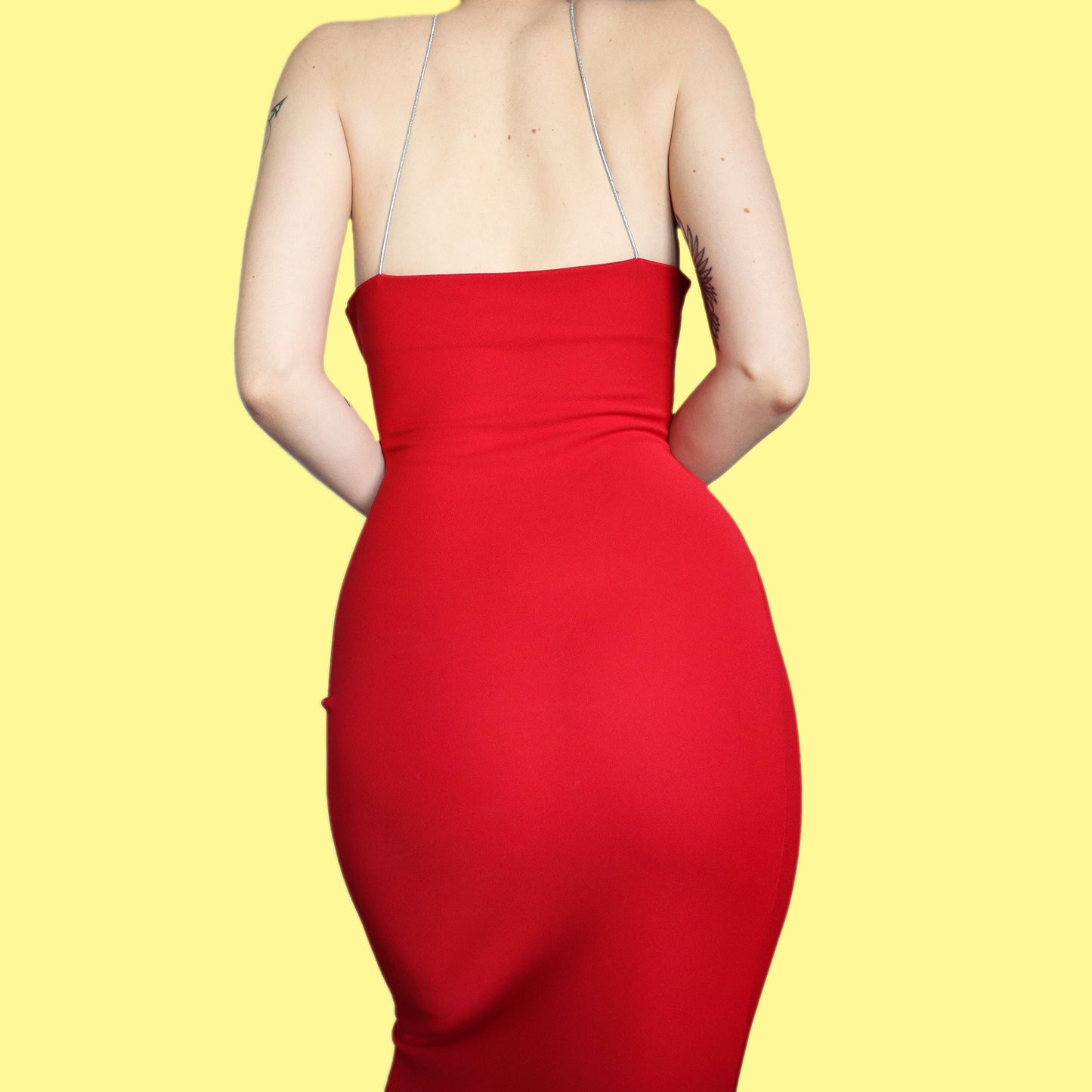 Beautiful red stretch body-con evening dress UK 10