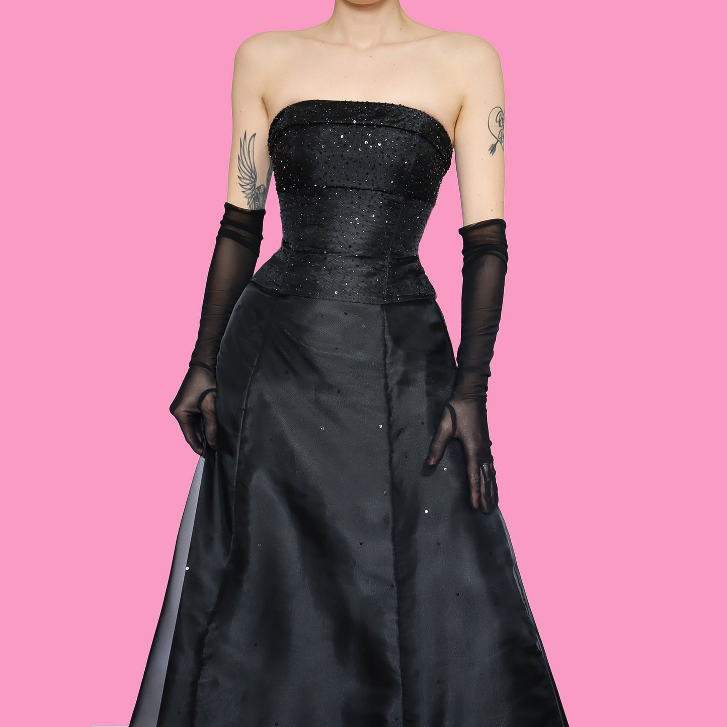 Black beaded organza 2 piece set UK 6