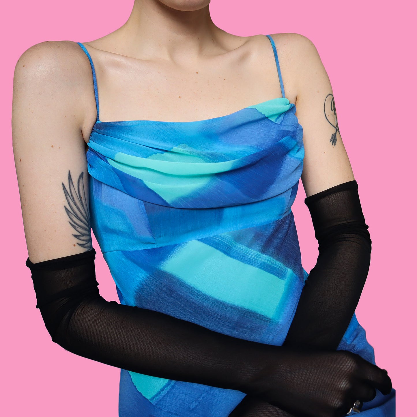 Betsy & Adam blue print evening dress UK 8