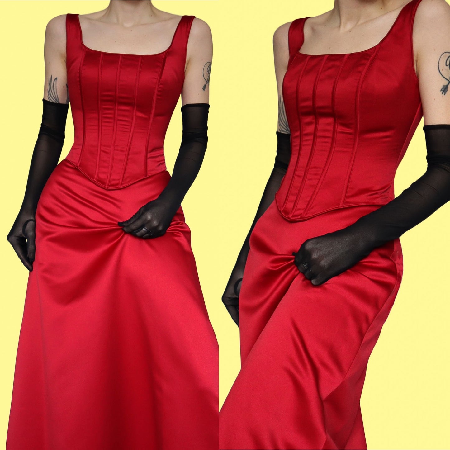 Red 2 piece corset & skirt set UK 8