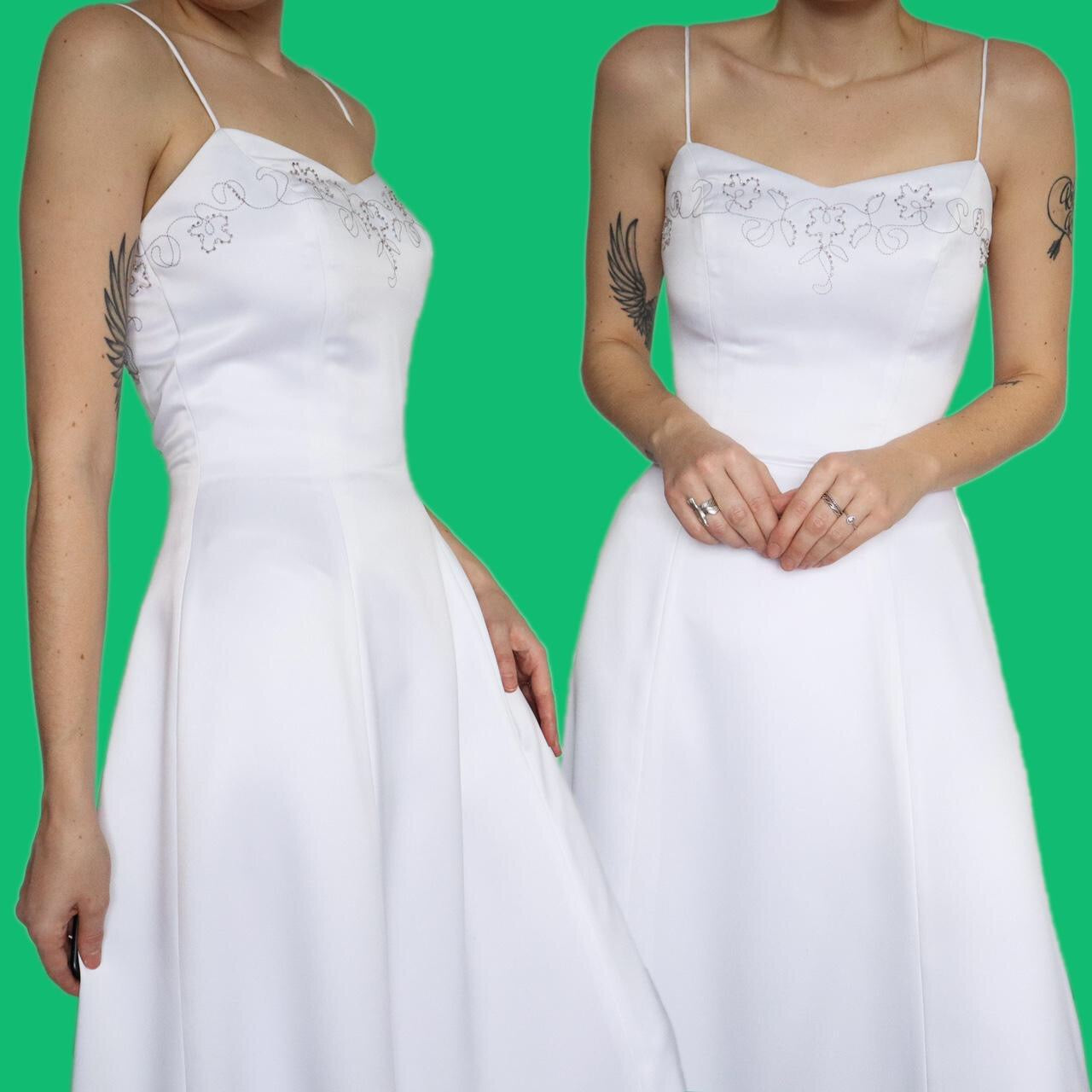 Stunning white Dave & Johnny a-line evening wedding dress UK 10