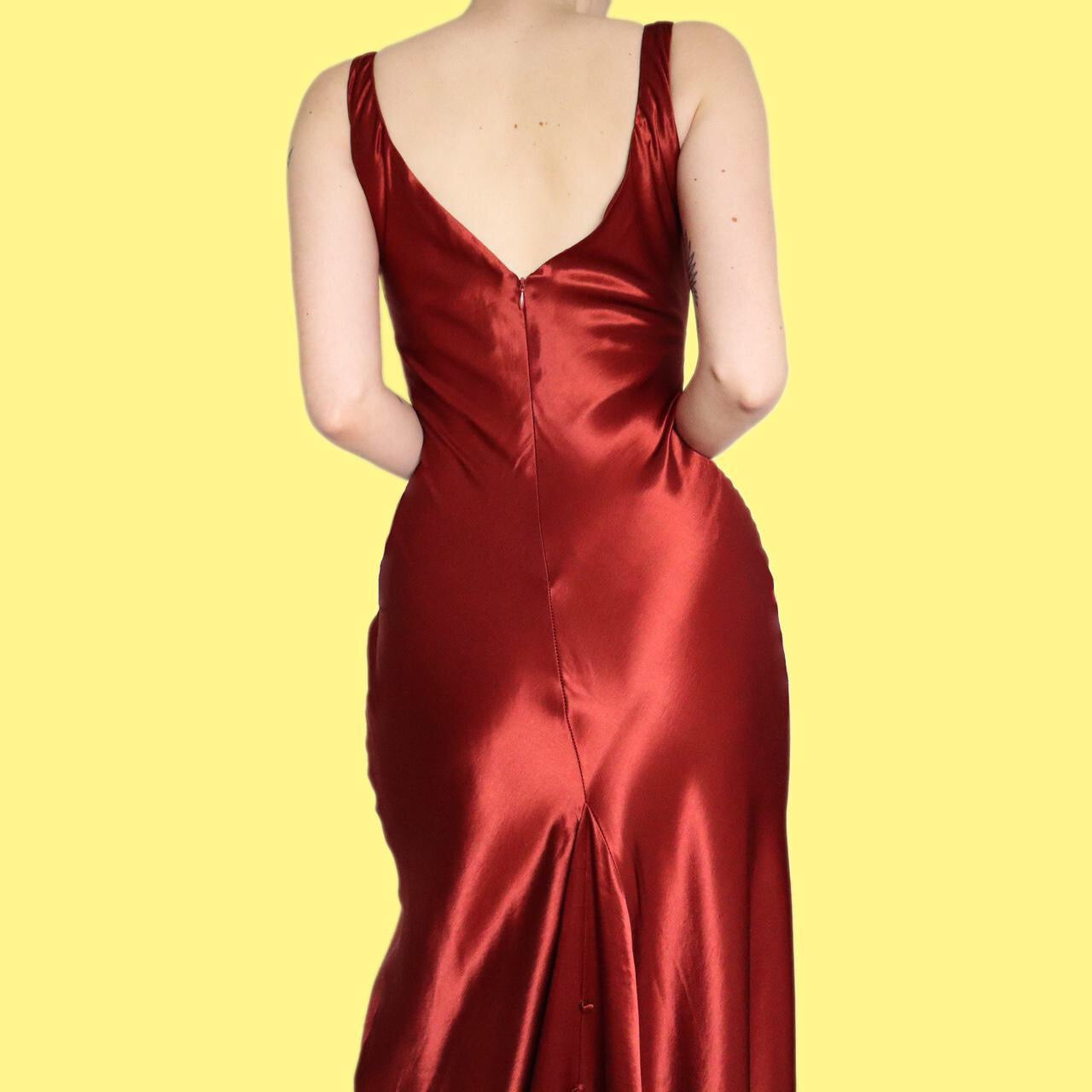 Beautiful rusty red silky evening dress UK 12