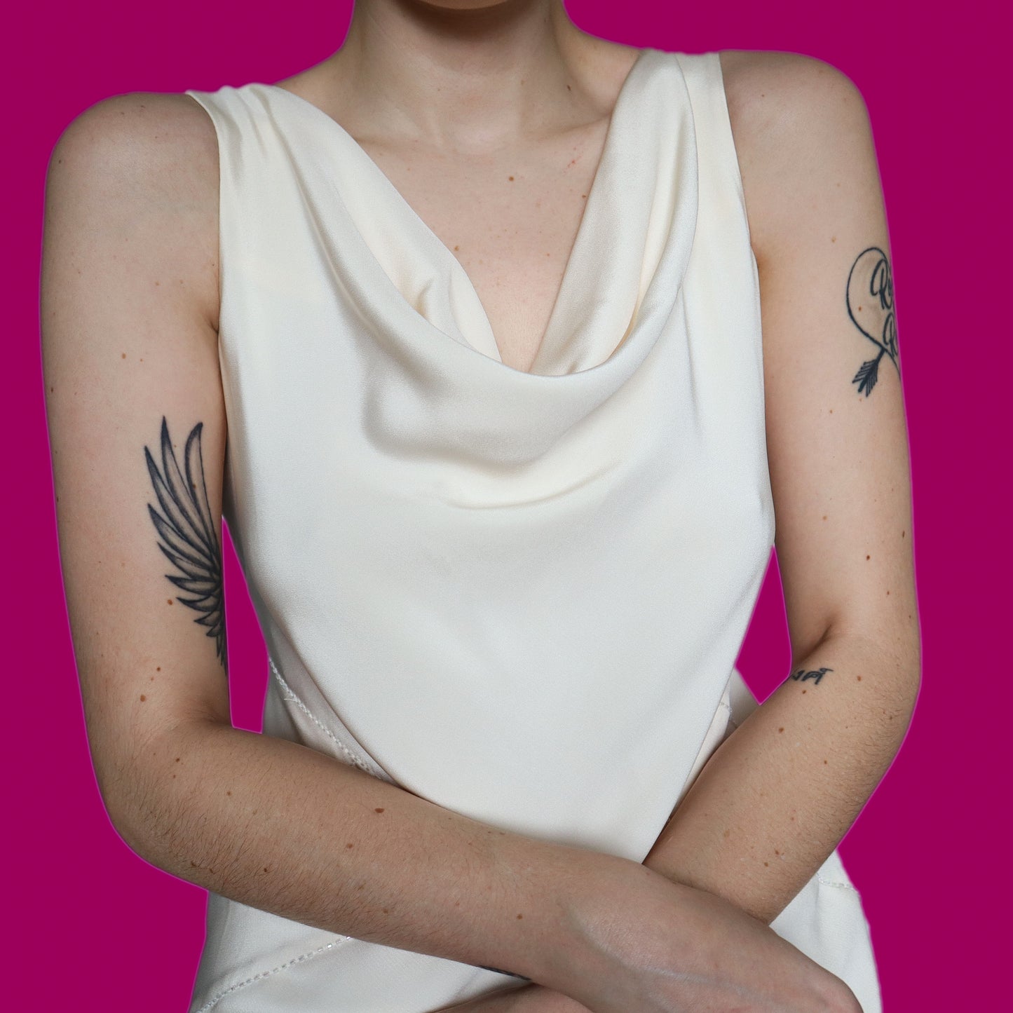 Beautiful off white 100% silk wedding slip dress UK 14