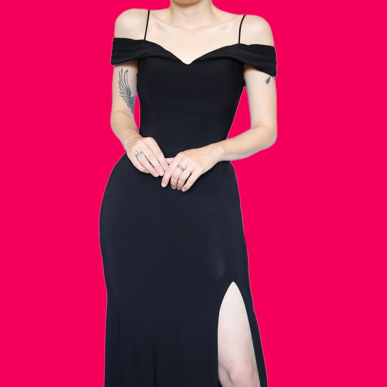 Beautiful black stretch cold shoulder evening dress UK 10