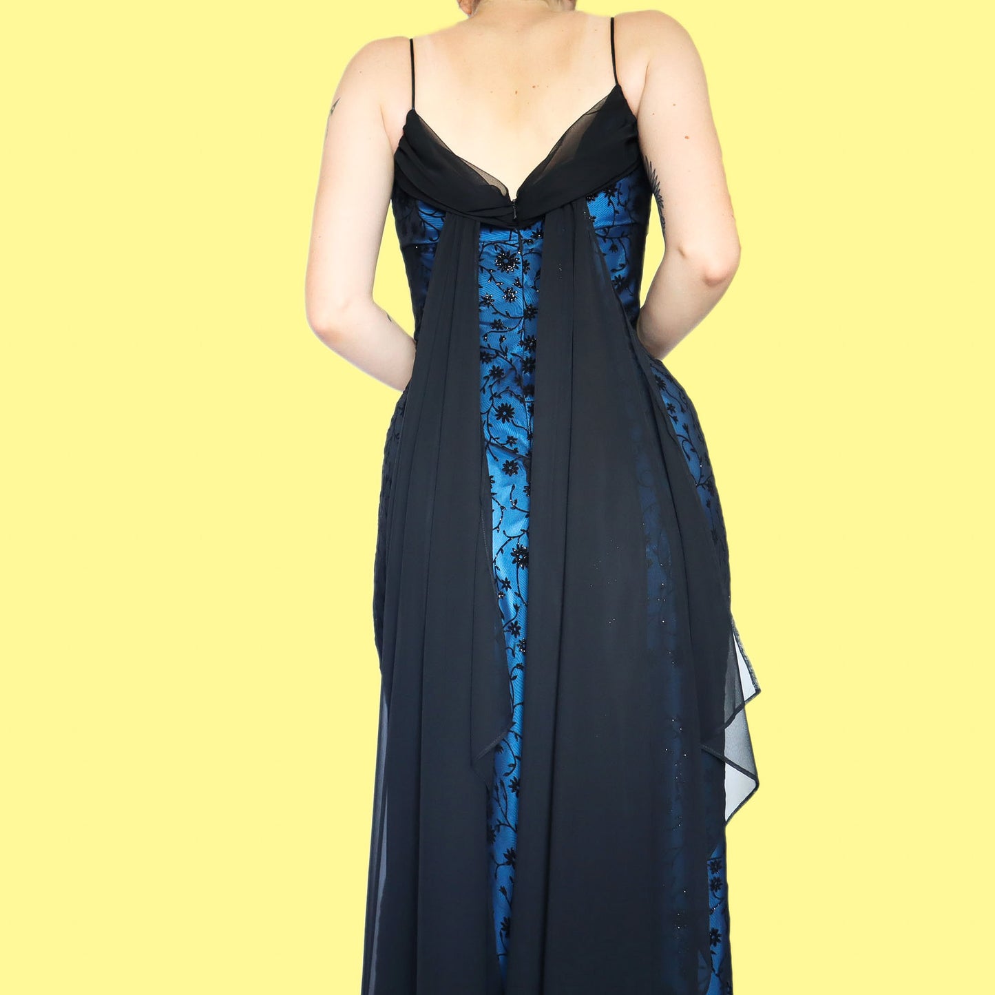 Beautiful blue glittery floral slip evening dress UK 10