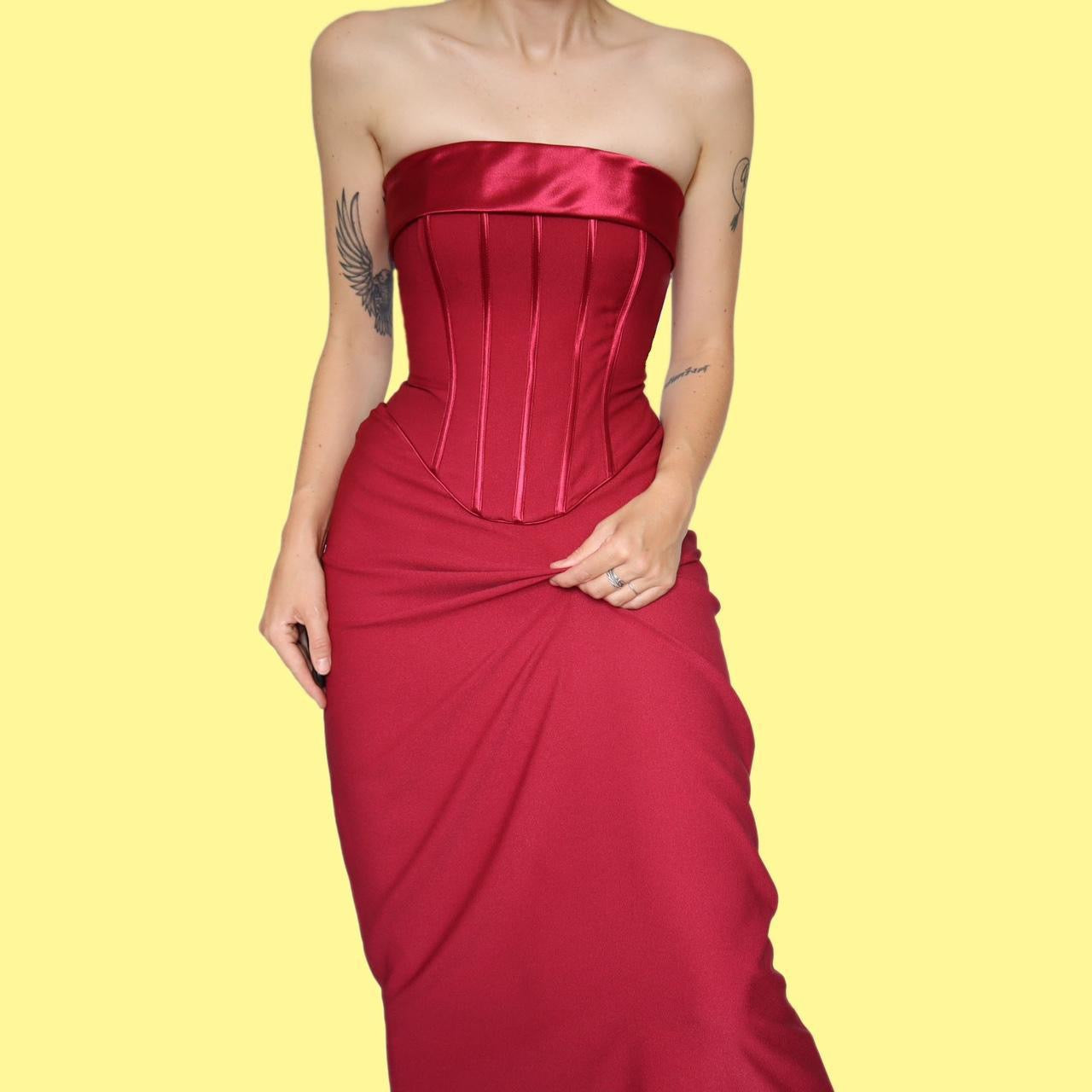Red corset evening dress UK 10-12