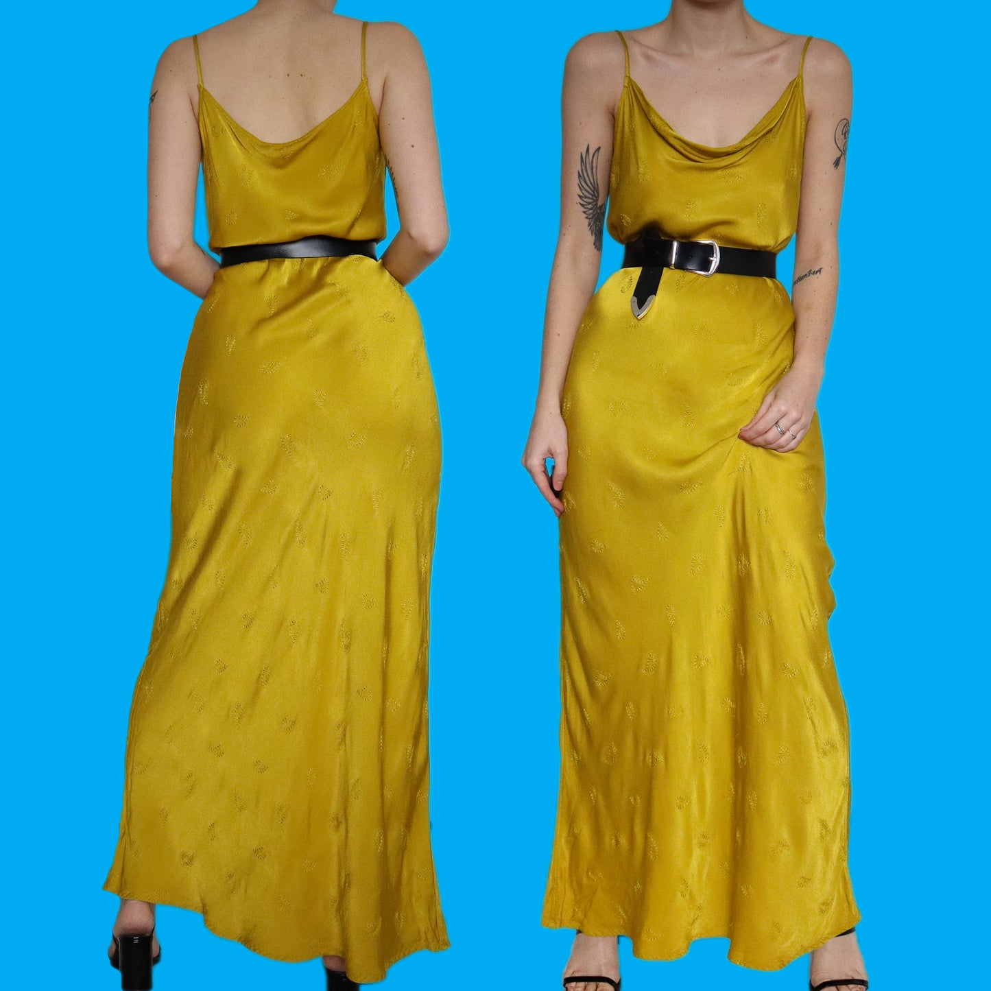 Beautiful mustard slip evening dress UK 14