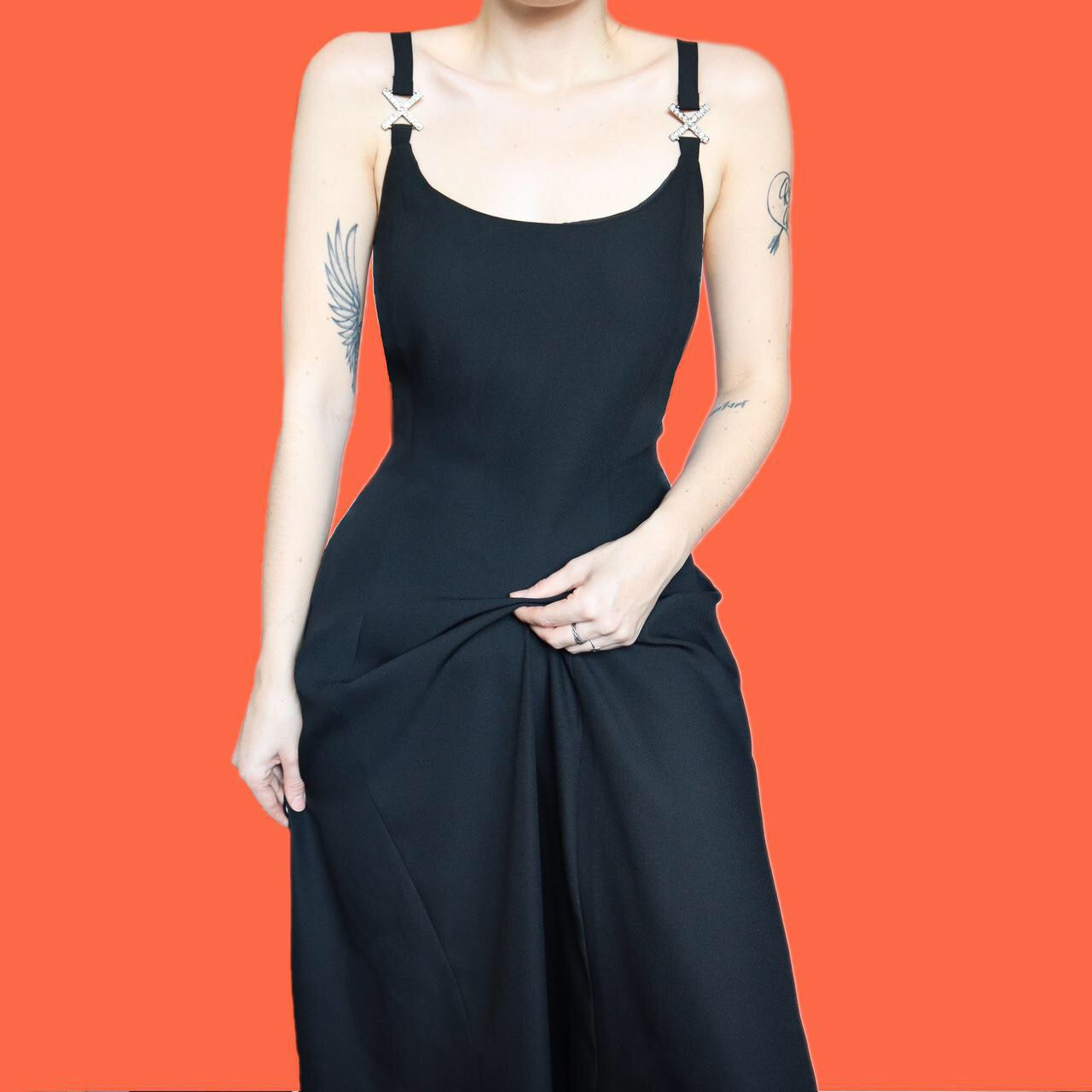 Beautiful black Richards midi diamanté dress UK 14