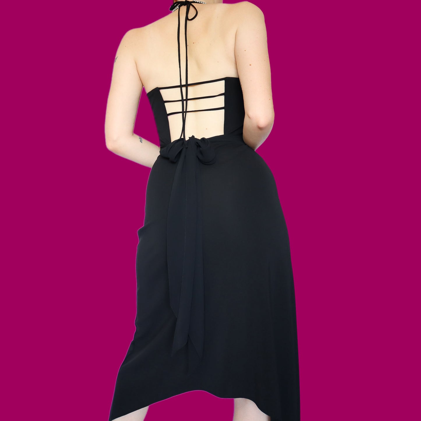Chic black Dusk diamanté midi dress UK 10
