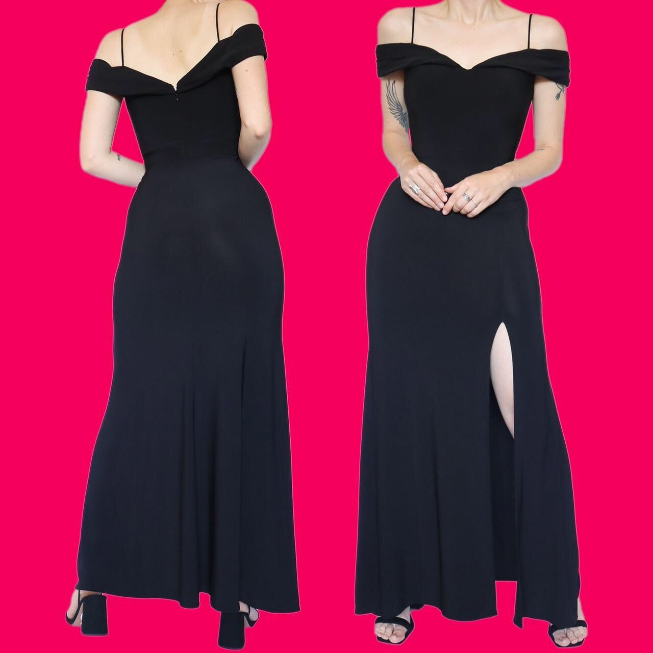 Beautiful black stretch cold shoulder evening dress UK 10