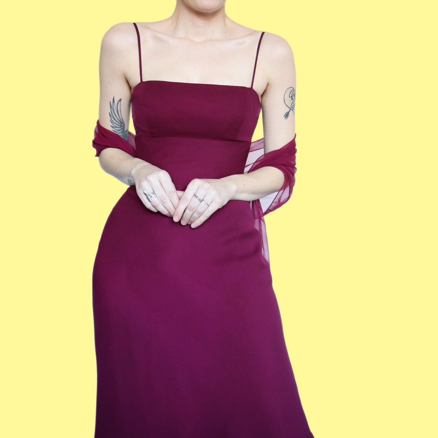 Stunning wine colour chiffon evening dress with shawl UK 10